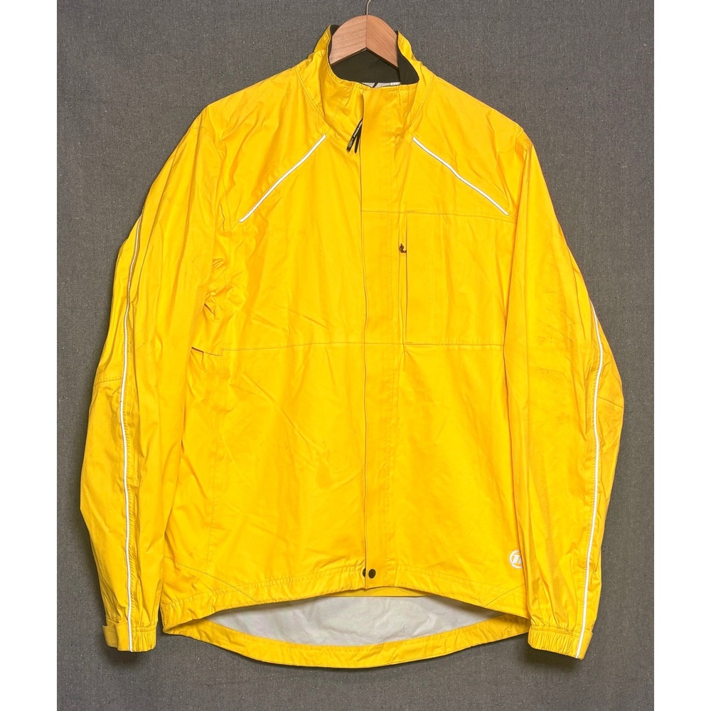 Novara Mens Cycling Jacket Large Yellow Reflective Full Zip Windbreaker Shell